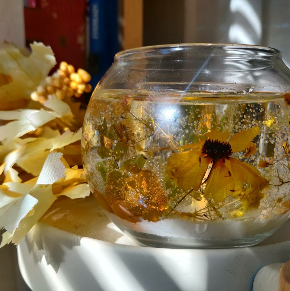 Handmade gel wax candle holder, home decor, gift
